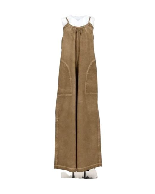 Uma Wang Natural Open-Back Wide-Leg Jumpsuit