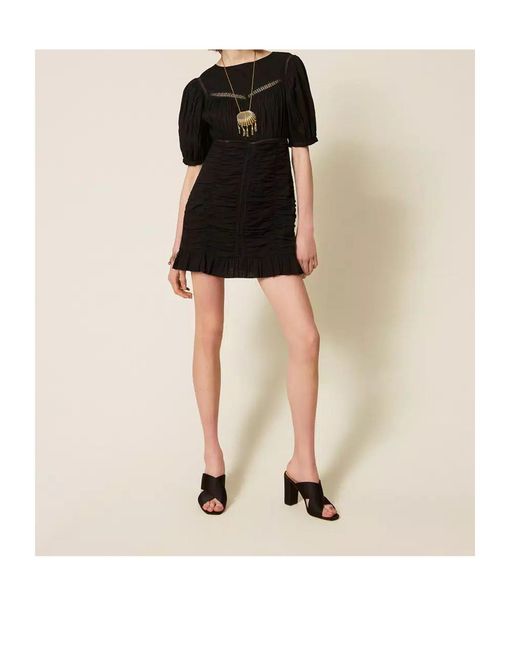 Twinset Black Gathered Mini Dress