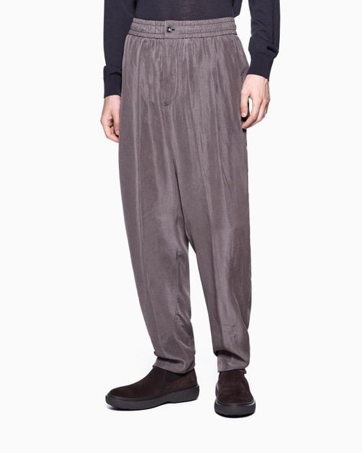 Giorgio Armani Gray Elastic Waist Casual Pants for men