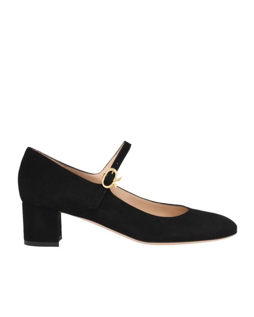 Gianvito Rossi Black Mary Jane Block-Heel Pumps