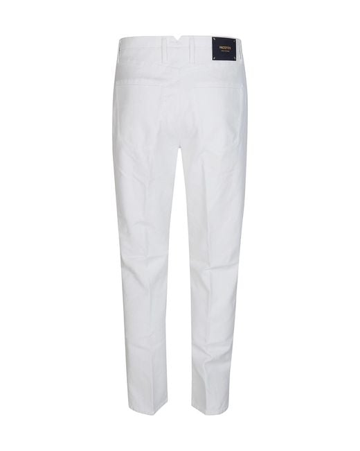 Incotex White Logo-Patch Trousers for men