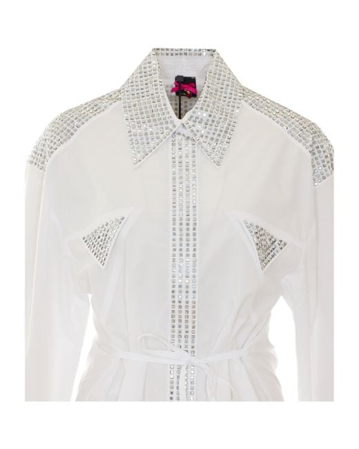 Pinko White Embellished Buttoned Shirt
