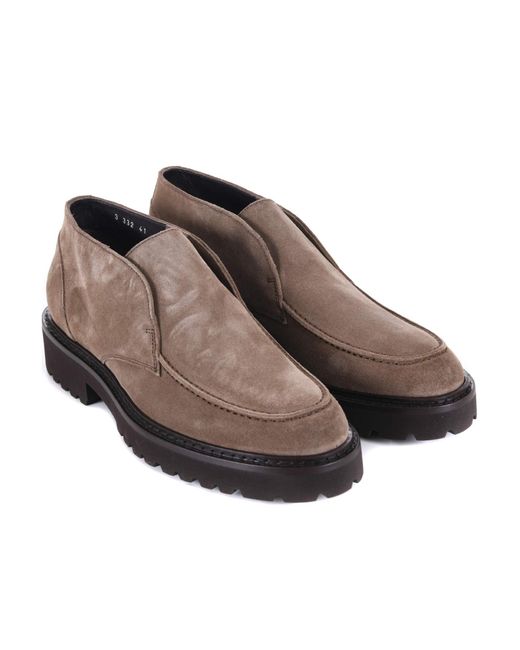Doucal's Brown Almond Toe Slip-On Loafers for men