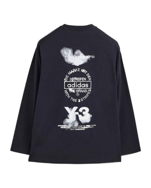 Y-3 Blue Long-Sleeved Crewneck T-Shirt for men