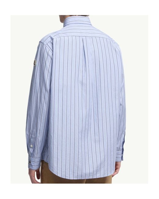 Moncler Blue Striped Long-Sleeved Shirt for men