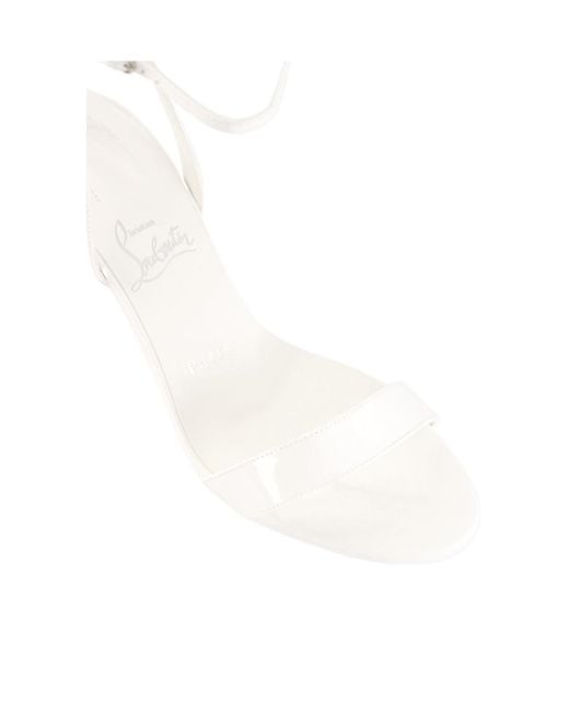 Christian Louboutin White Round-Toe High-Heeled Sandals