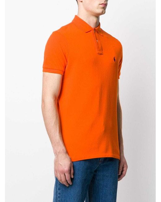 Polo Ralph Lauren Orange Logo Embroidered Short-Sleeved Polo Shirt for men