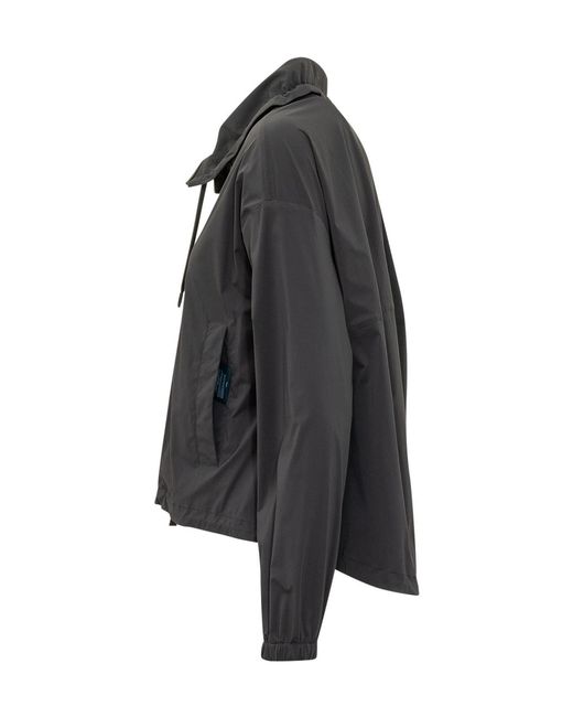 Herno Black Drawstring Zip Hooded Jacket