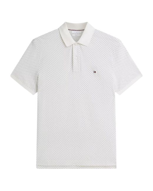 Tommy Hilfiger White Regular Fit Geometric Print Polo Shirt for men
