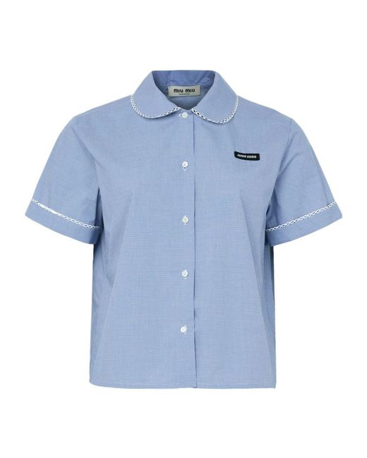 Miu Miu Blue Shirt With Peter Pan Collar