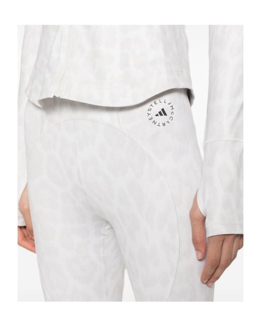 Adidas By Stella McCartney White Leopard-Print Leggings