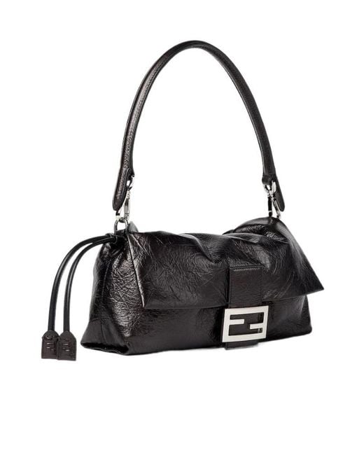 Fendi Black Baguette Soft Medium Shoulder Bag
