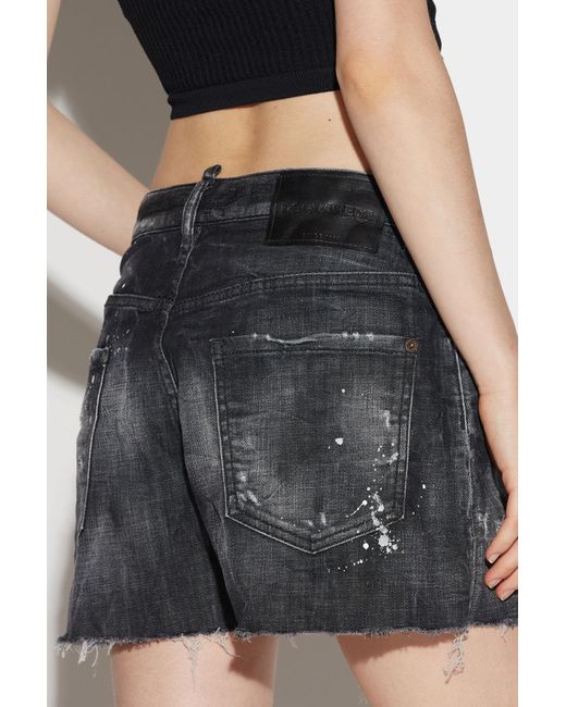 DSquared² Gray Distressed Denim Shorts