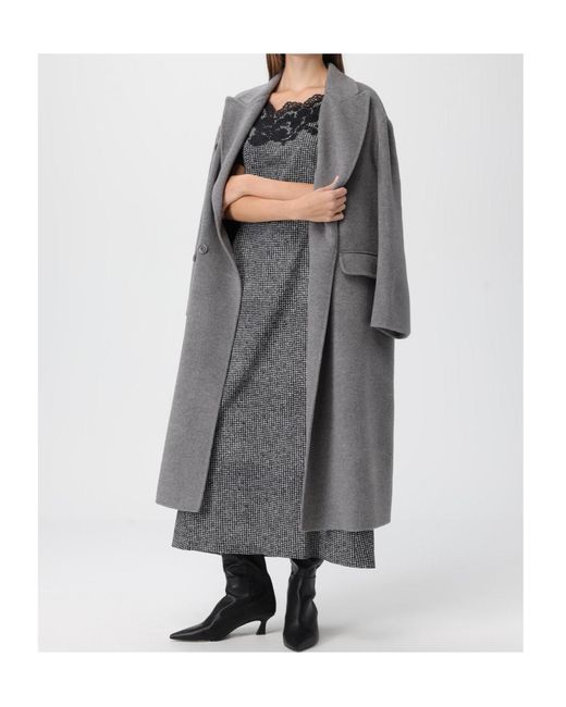 Ermanno Scervino Gray Long-Sleeved Double-Breasted Coat