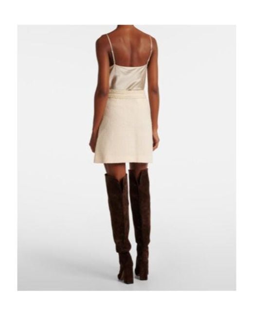 Giambattista Valli Natural High-Rise Wool-Blend Tweed Miniskirt