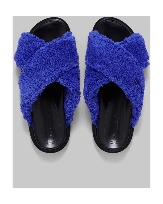 Marni Blue Terry Slide Sandal