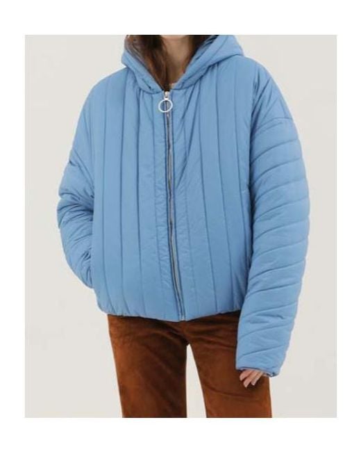 1989 STUDIO Blue Quilted Hooded Coat