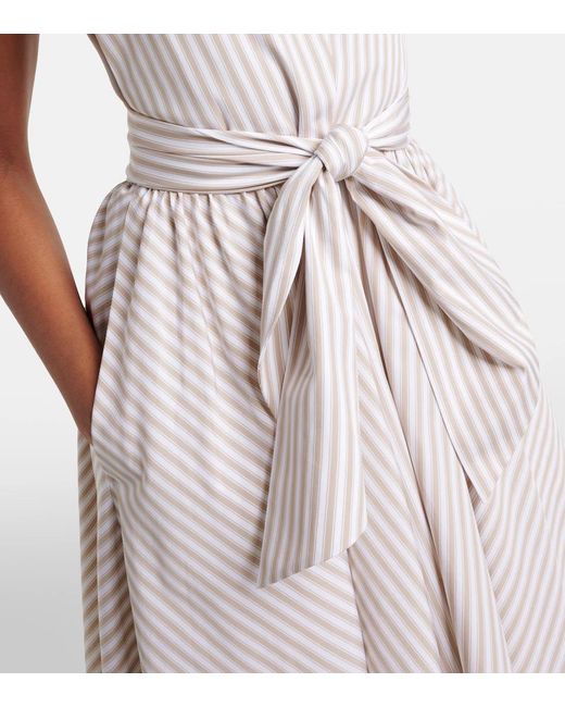 Patou White Striped Halterneck Cotton Midi Dress