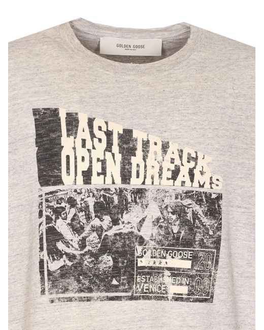 Golden Goose Deluxe Brand White Graphic Printed Crewneck T-Shirt for men