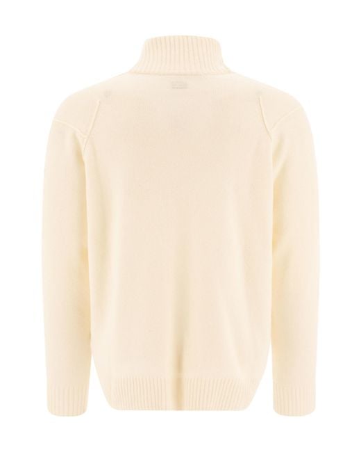 C P Company Natural Lens Detailed Zip-Up Knitted Cardigan for men