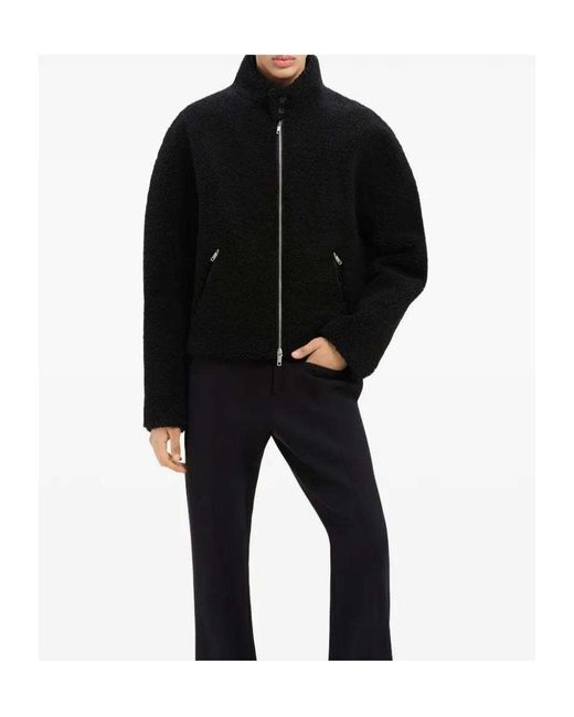 Courreges Black Courrèges Logo-Patch Fleece Bomber Jacket for men