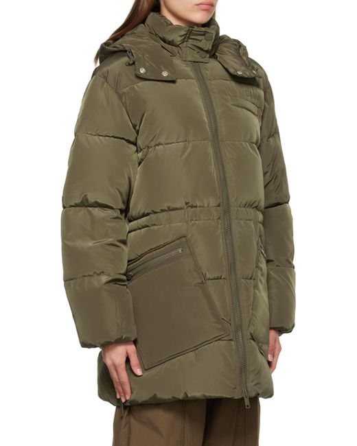 Ganni Green Oversized Tech Puffer Midi Jacket