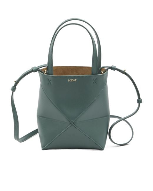 Loewe Green Mini Puzzle Fold Tote Bag