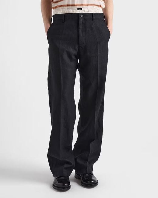 Prada Black Linen Pants for men