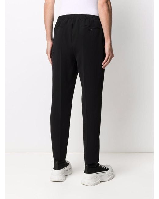 McQueen Black Zip-Detail Relaxed Trousers for men