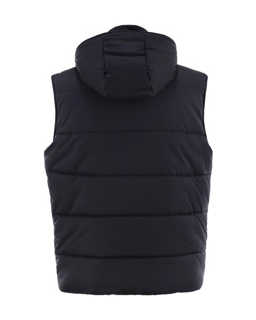 Kiton Blue Zip-Up Hooded Vest for men