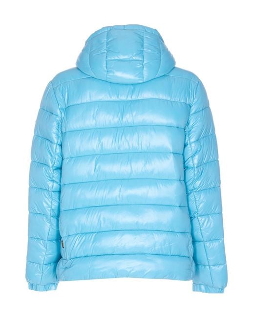 Save The Duck Blue Zip-Up Hooded Puffer Jacket for men