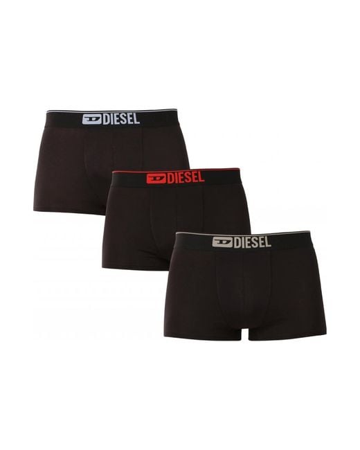 DIESEL Black Umbx-Damien Three-Pack Logo-Embroidered Boxers Set for men