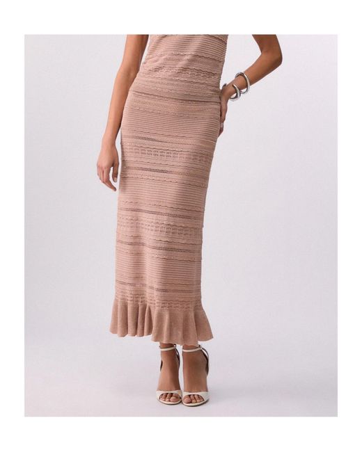 Liu Jo Natural Long Openwork Knit Skirt