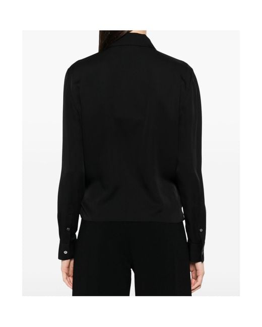 Theory Black V-Neck Draped Blouse