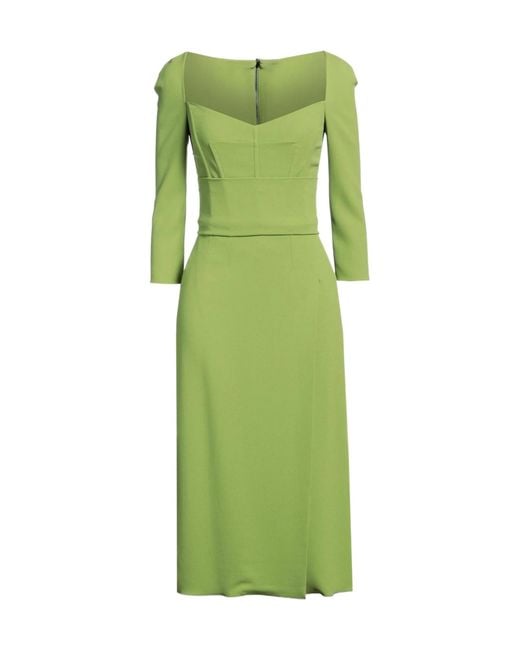Dolce & Gabbana Green Solid-Colored Flare Skirt