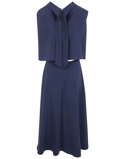 Aspesi Blue Draped-Panel Sleeveless Midi Dress