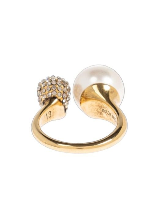 McQueen White Skull Embellished Ring