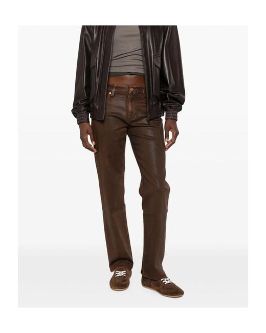 7 For All Mankind Brown Calie Straight-Leg Jeans