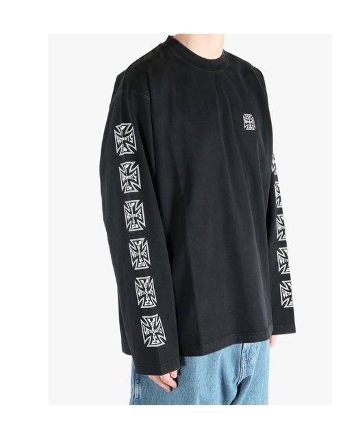 Vetements Black Biker Cross Logo Long-Sleeved T-Shirt for men