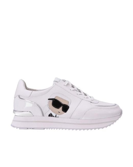 Karl Lagerfeld White Karl Patch-Detail Low-Top Sneakers