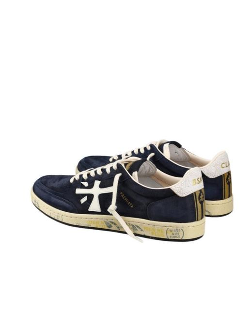 Premiata Blue Round-Toe Low-Top Sneakers for men