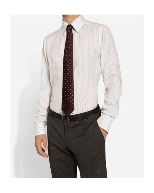Dolce & Gabbana White Striped Poplin Martini-Fit Shirt for men