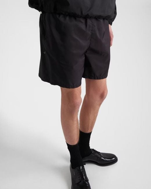 Prada Black Elastic-Waist Logo Swim Shorts for men