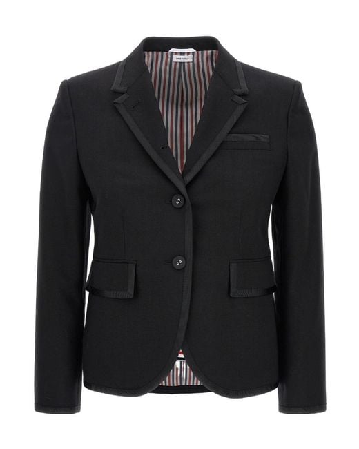 Thom Browne Black Notched-Lapel Fitted Jacket