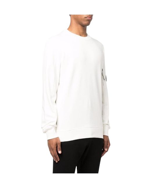C P Company White Lens-Detailed Cotton Jumper for men