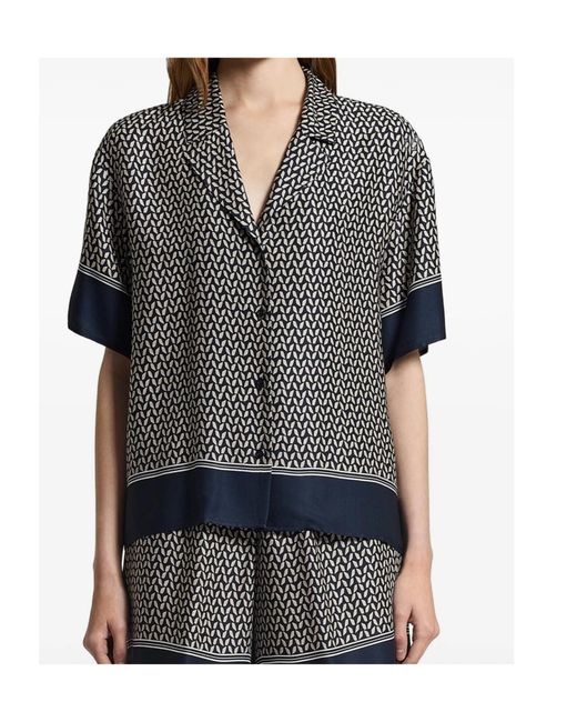 Peserico Gray Pattern-Printed Short-Sleeved Shirt