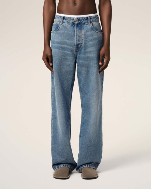 AMI Blue Ami Large Fit Jeans for men
