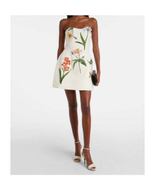Leo White Rosario Embroidered Velvet Minidress
