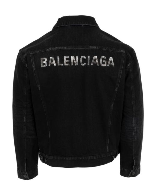 Balenciaga Black Collared Button-Up Denim Jacket