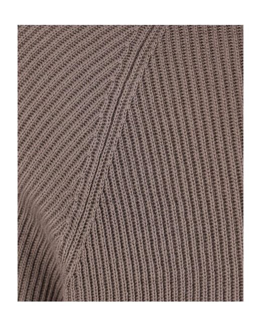 Brunello Cucinelli Brown Long Sleeved Knitted Polo Jumper for men
